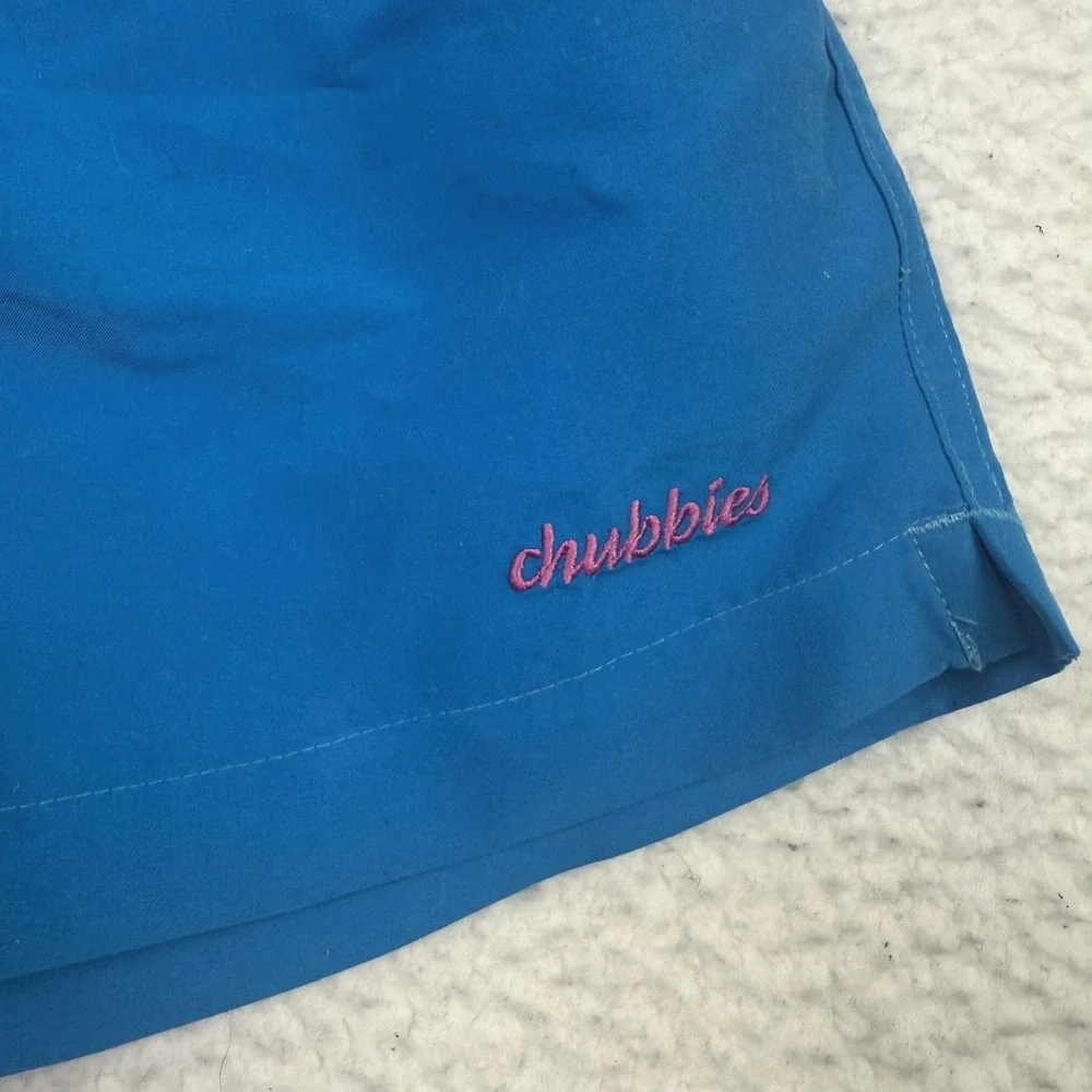 Chubbies Shorts Mens‎ Small Blue Swim Trunks Pink Drawstring Made USA Polyester